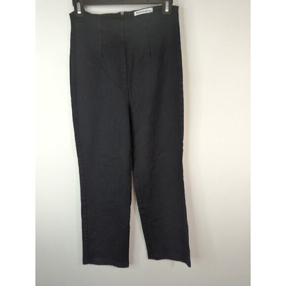 Reformation Black High Rise Straight Leg Trousers Back Zip Women's Sz. 6 - Picture 1 of 11